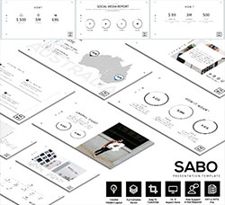 扁平风格的业务类PPT模板(含380个图标/共46页)：Sabo - Business Presentation Template